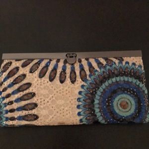 Peacock print wallet/clutch